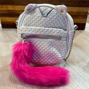 Clair’s Girls white purse with rabbit tail